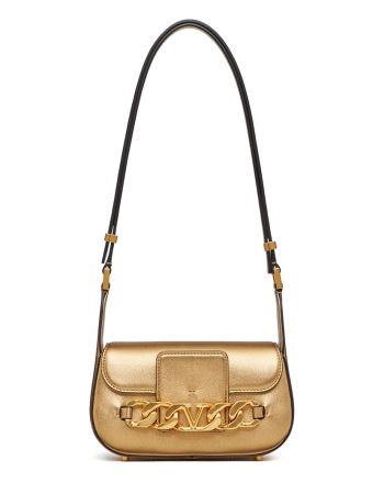 Valentino Vlogo Chain Small Laminated Nappa Shoulder Bag